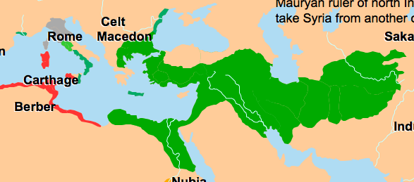 Greeks migrated everywhere -- the dark green and more. Map from http://www.atlasofworldhistory.com/