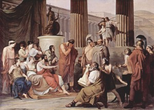 Odysseus telling traveler tales