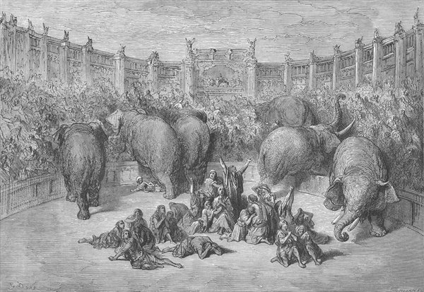 Captive Jews in the hippodrome at Alexandria, engraved by Josiah Wood Whymper by Gustave Dore