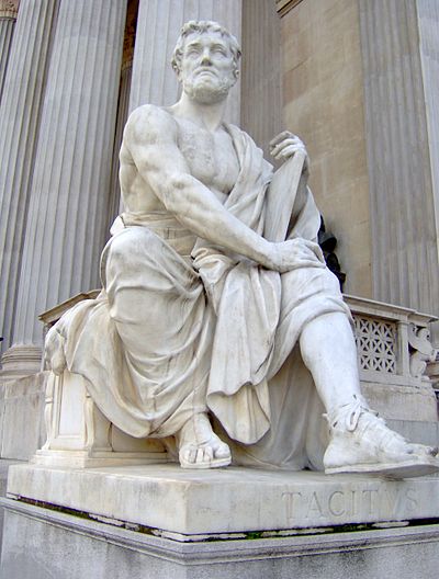 Modern statue representing Tacitus outside the Austrian Parliament Building