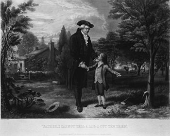 English: George Washington, as a boy, telling ...