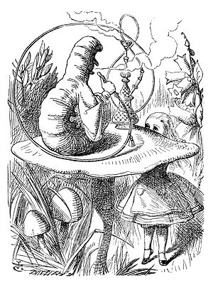 Caterpillar using a hookah. An illustration fr...